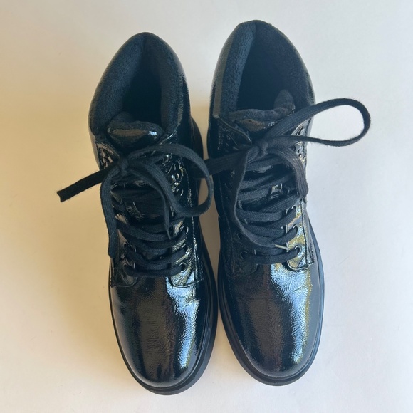H&M Black Patent Leather Quilted Combat Boots size EUR 41, US 10.5 - Picture 6 of 14